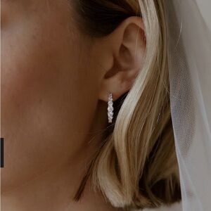 UNTAMED PETALS BY AMANDA JUDGE Silver Crystal Hoop Earrings